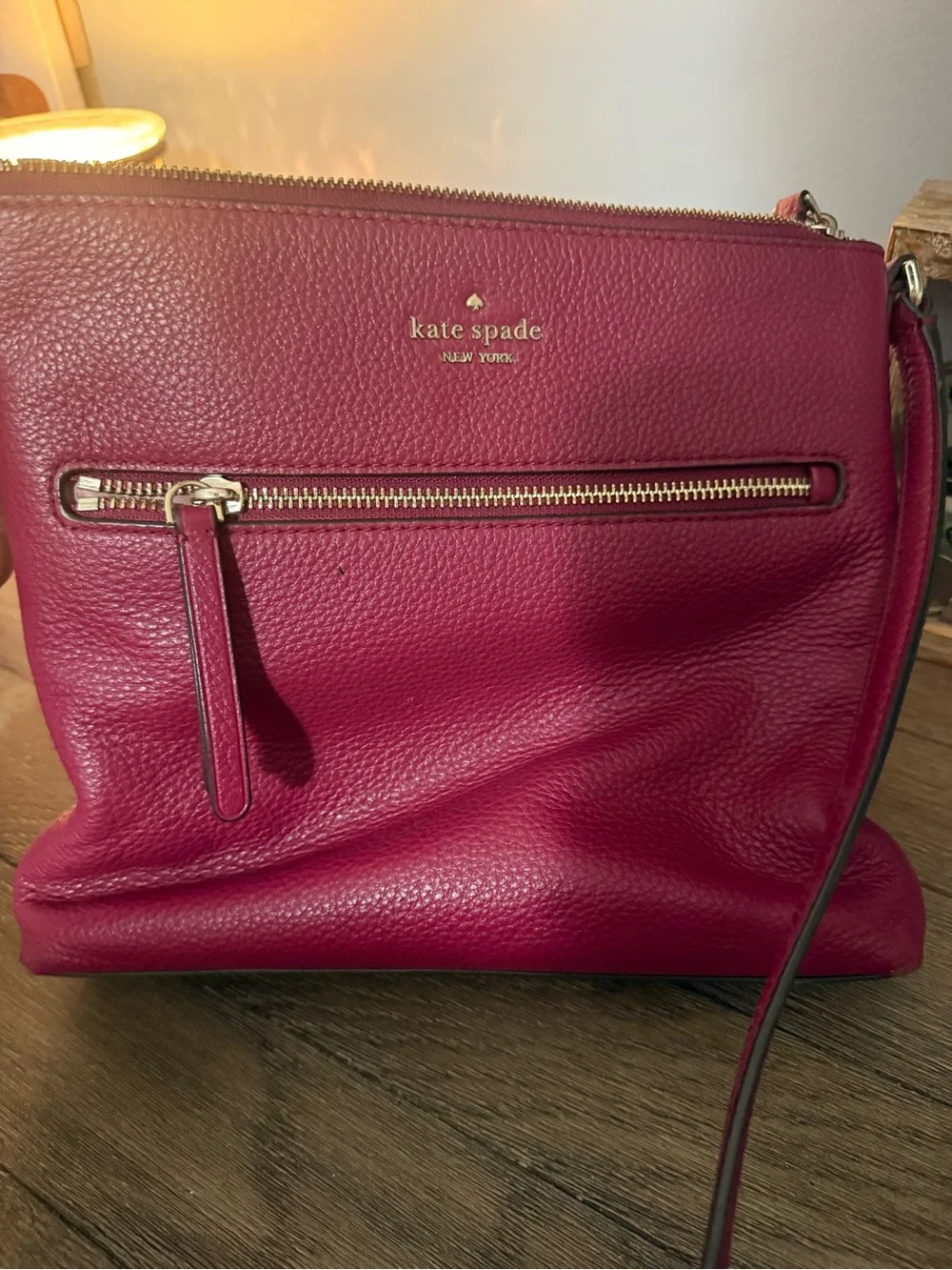 kate spade Pebbled Leather Crossbody in Fuchsia